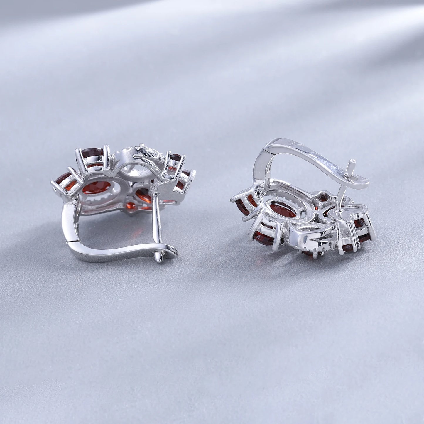 Stunning Red Garnet Abstract Flower Jewelry Set
