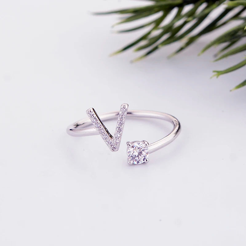 Alphabet Initial Open Ring – Personalized Charm