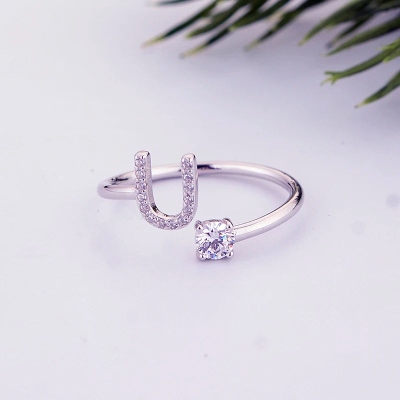 Alphabet Initial Open Ring – Personalized Charm