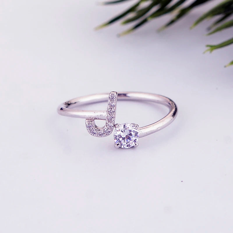 Alphabet Initial Open Ring – Personalized Charm
