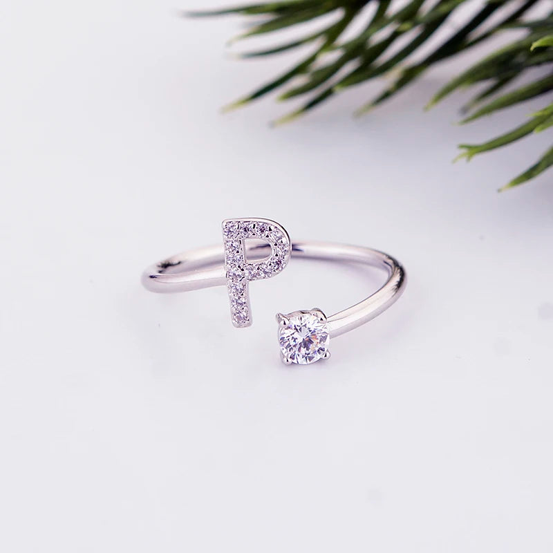 Alphabet Initial Open Ring – Personalized Charm