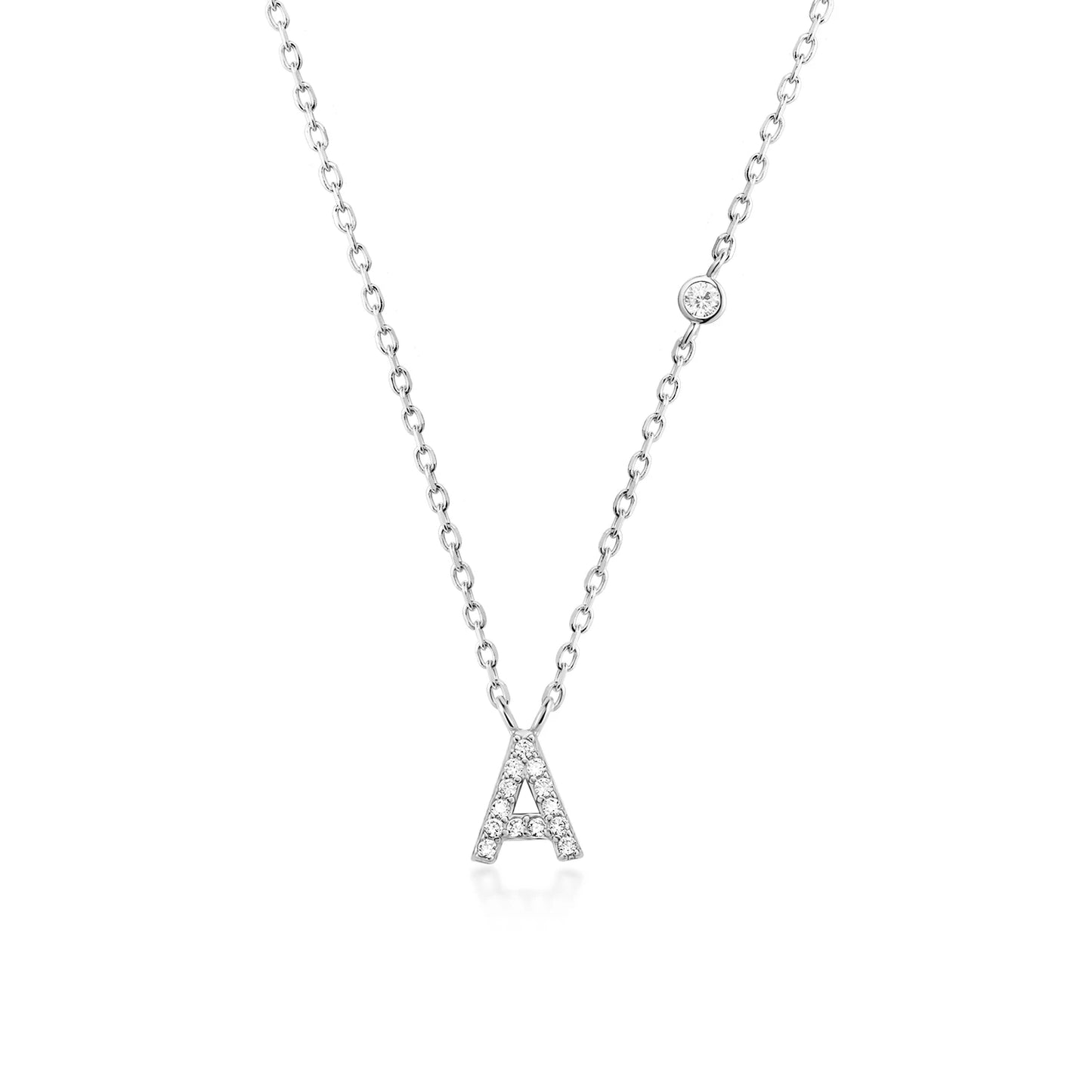 Initial Zircon Pendant Necklace – Personalized Elegance