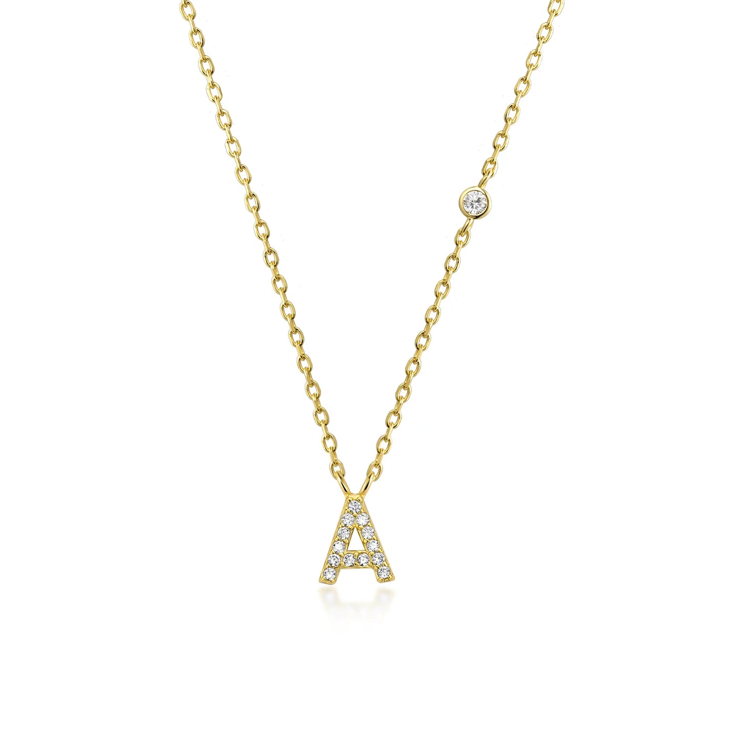 Initial Zircon Pendant Necklace – Personalized Elegance