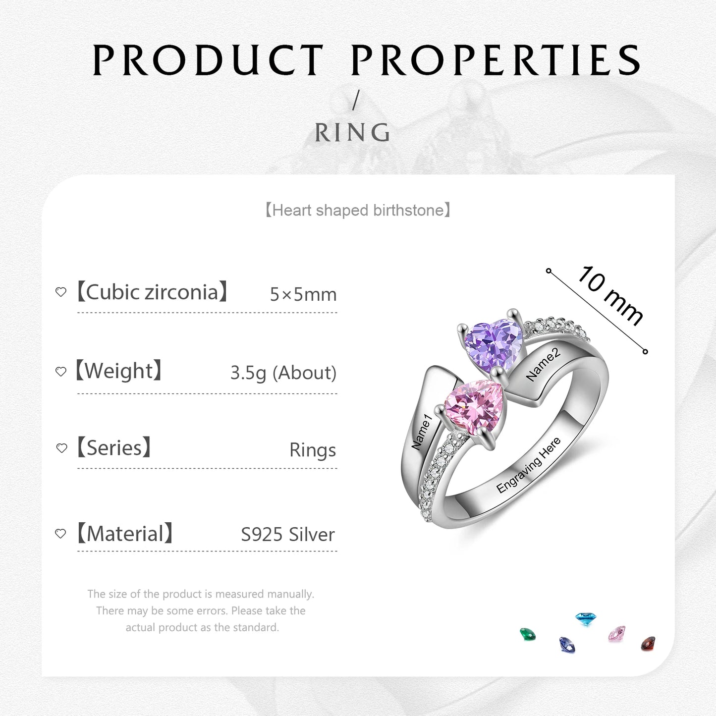 Timeless Hearts Personalized Birthstone Ring