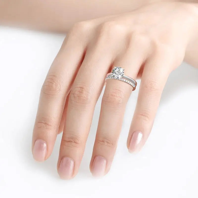 Moissanite Bridal Set Ring – Timeless Commitment