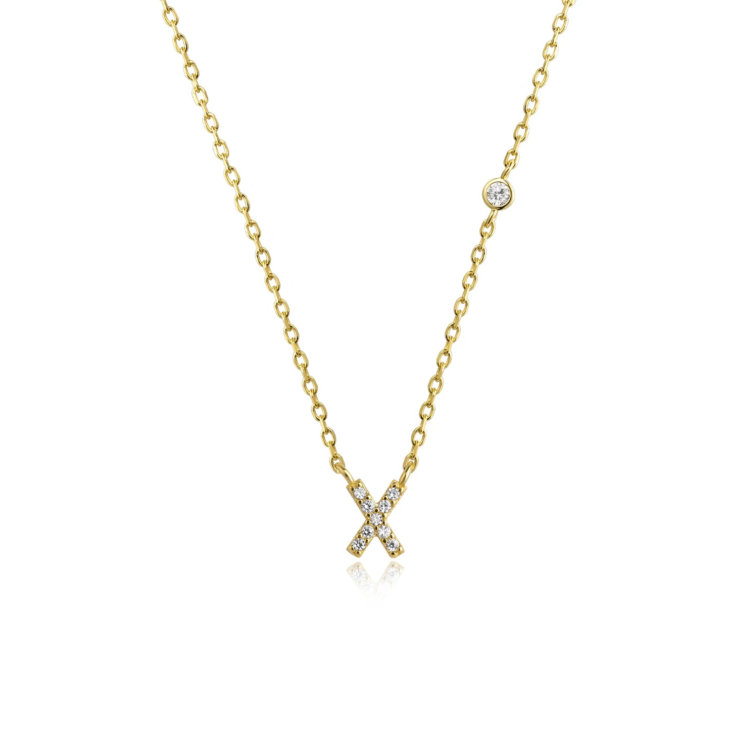 Initial Zircon Pendant Necklace – Personalized Elegance