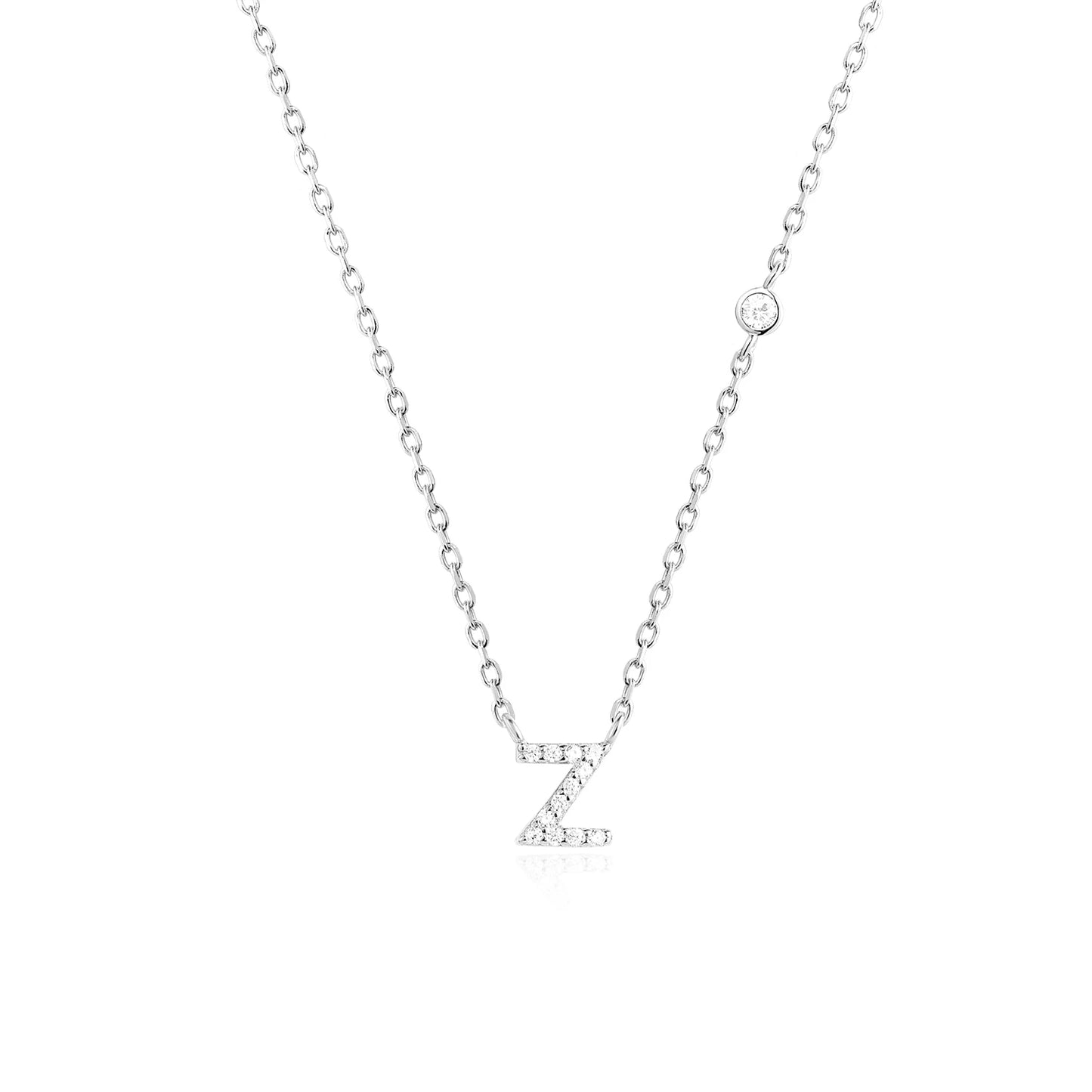 Initial Zircon Pendant Necklace – Personalized Elegance