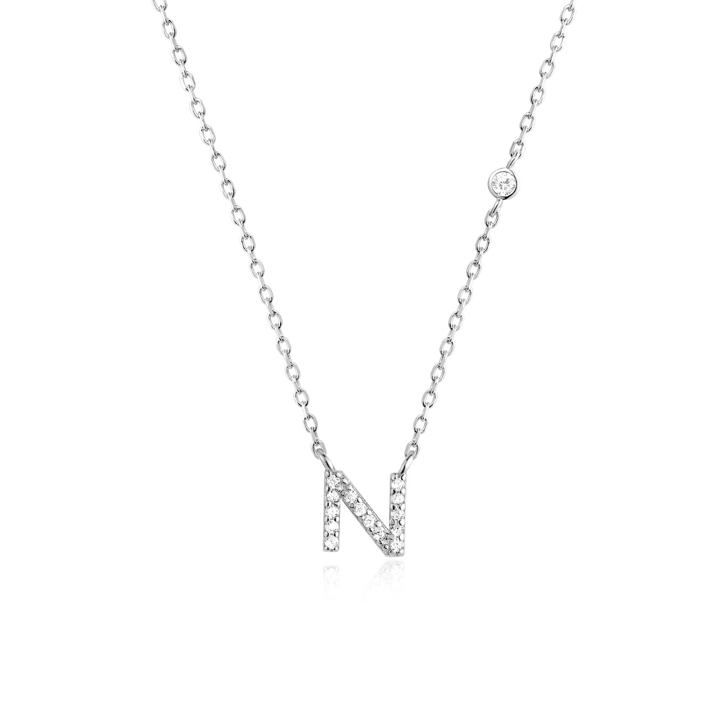Initial Zircon Pendant Necklace – Personalized Elegance