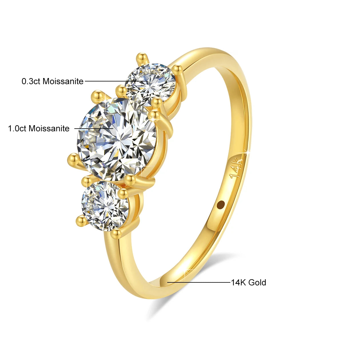 Three Stone Moissanite Engagement Ring – Luxurious Promise