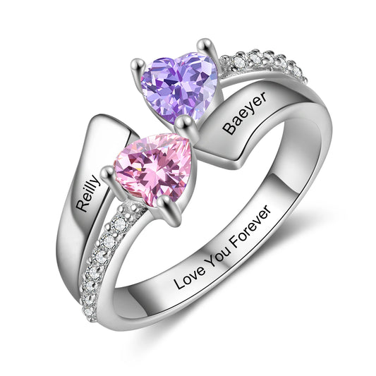 Timeless Hearts Personalized Birthstone Ring