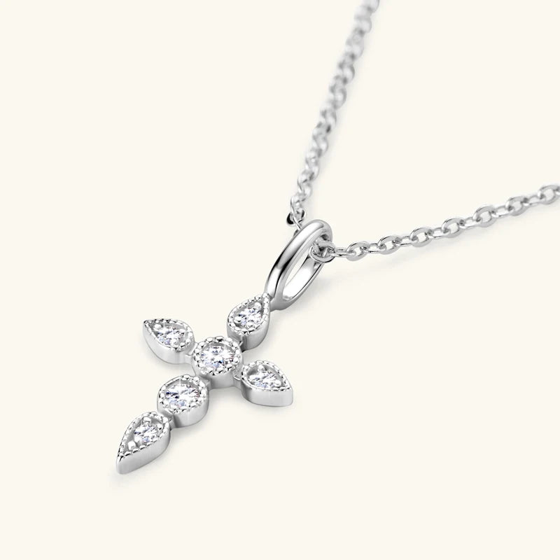 Moissanite Cross Pendant Necklace – Sacred Elegance