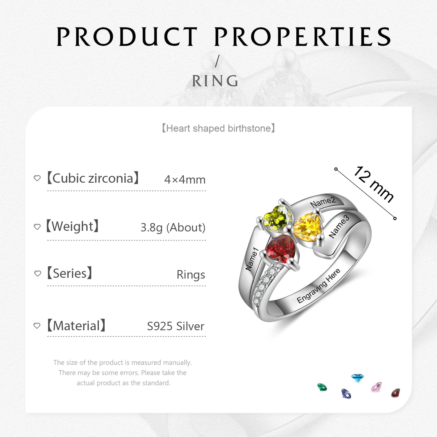 Timeless Hearts Personalized Birthstone Ring
