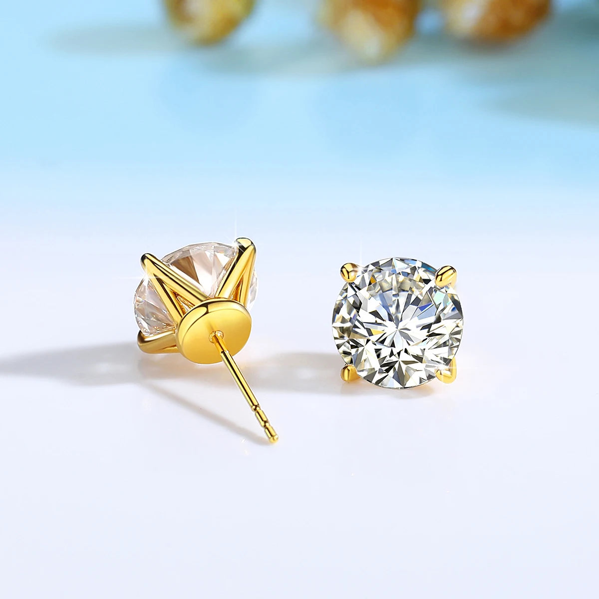 14K Gold Moissanite Stud Earrings – Timeless
