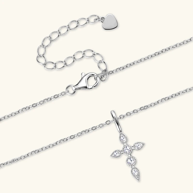 Moissanite Cross Pendant Necklace – Sacred Elegance
