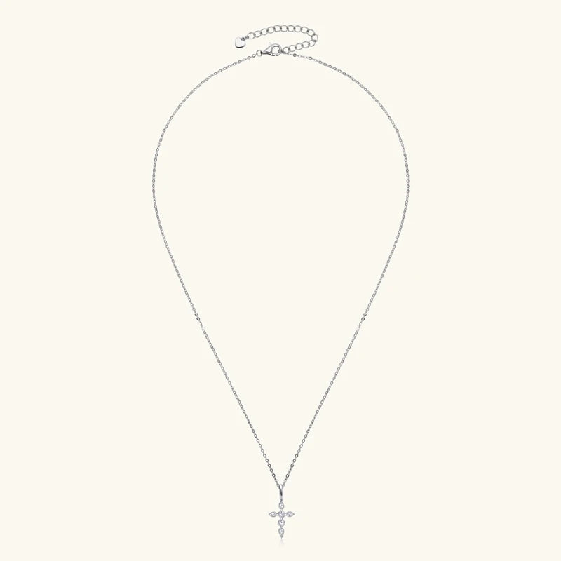 Moissanite Cross Pendant Necklace – Sacred Elegance