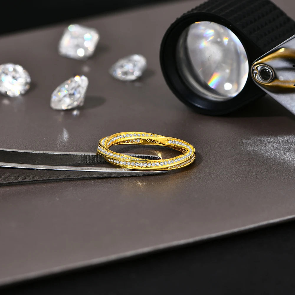 Moissanite Helix Eternity Band – Timeless Romance