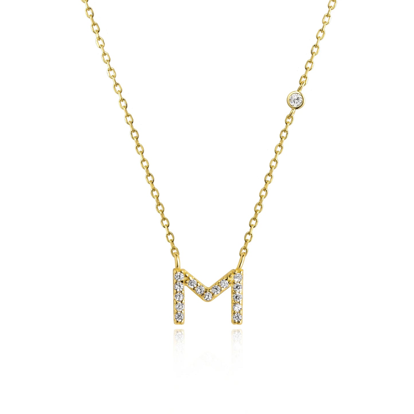 Initial Zircon Pendant Necklace – Personalized Elegance