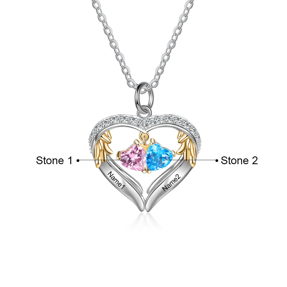 Wings of Love Personalized Birthstone Necklace