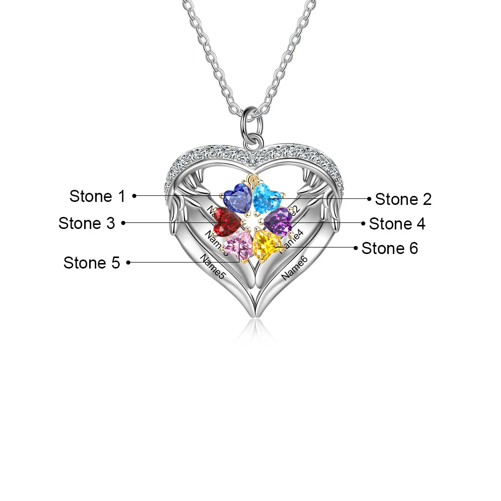 Wings of Love Personalized Birthstone Necklace
