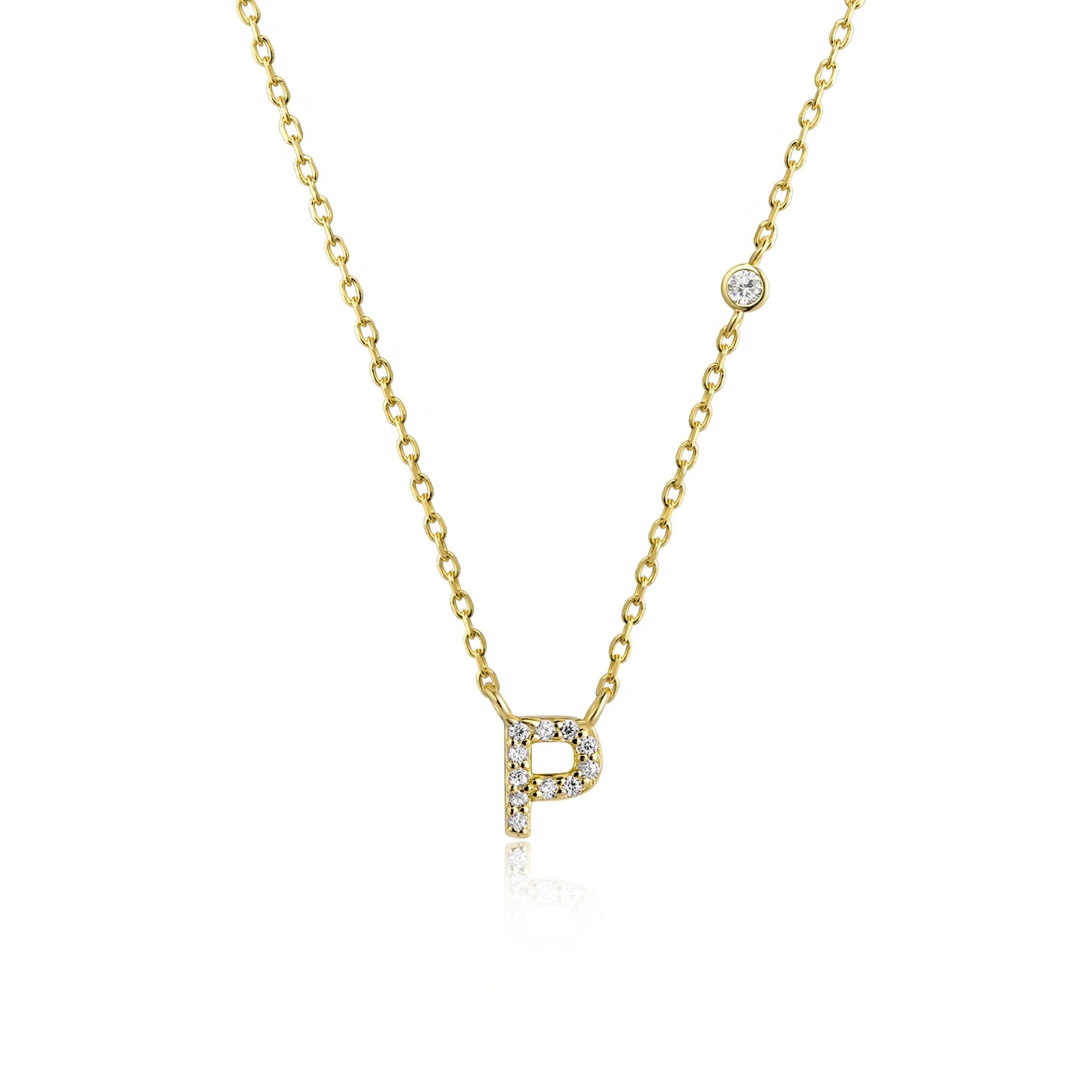 Initial Zircon Pendant Necklace – Personalized Elegance