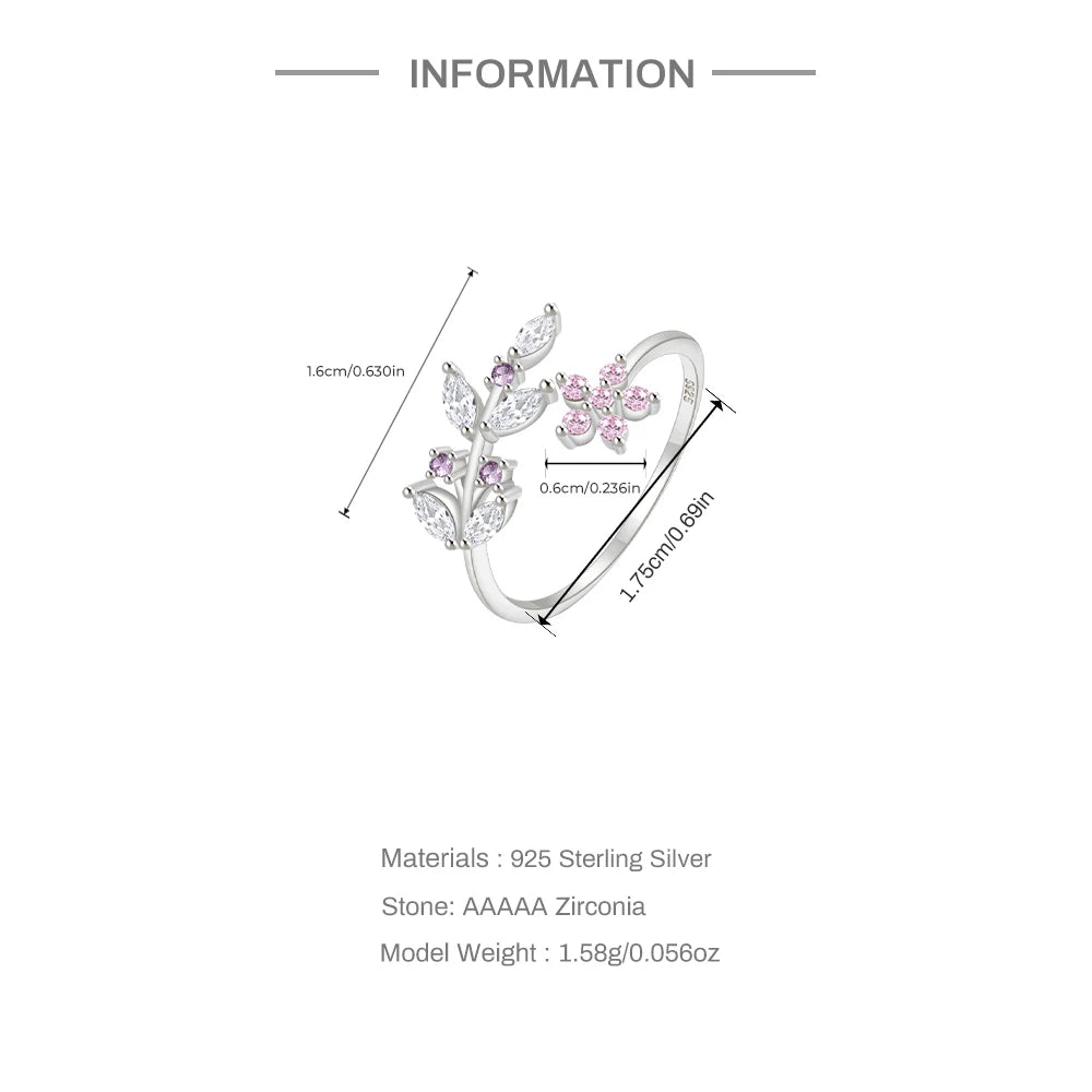 Flower Leaf Crystal Ring – Whimsical Elegance