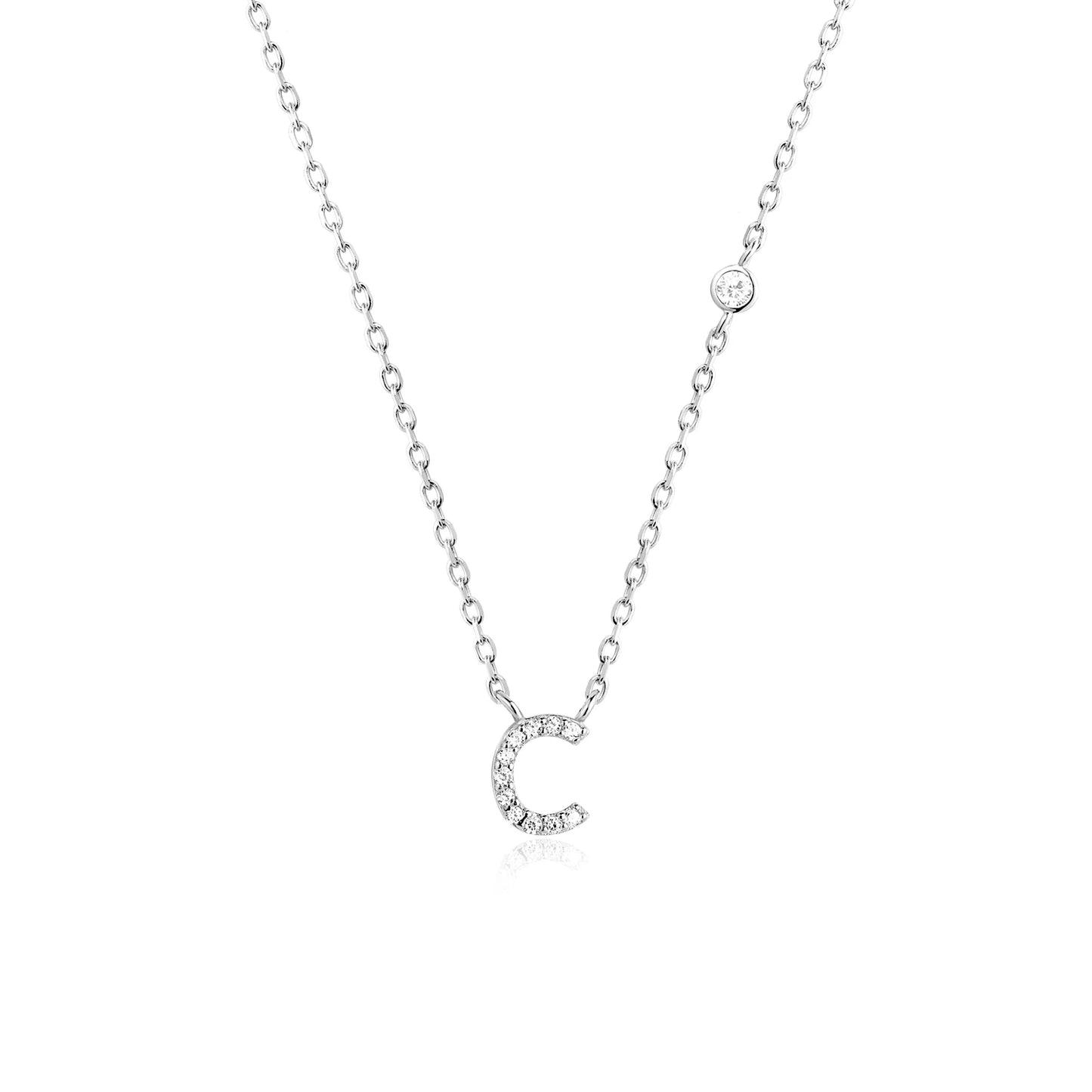 Initial Zircon Pendant Necklace – Personalized Elegance