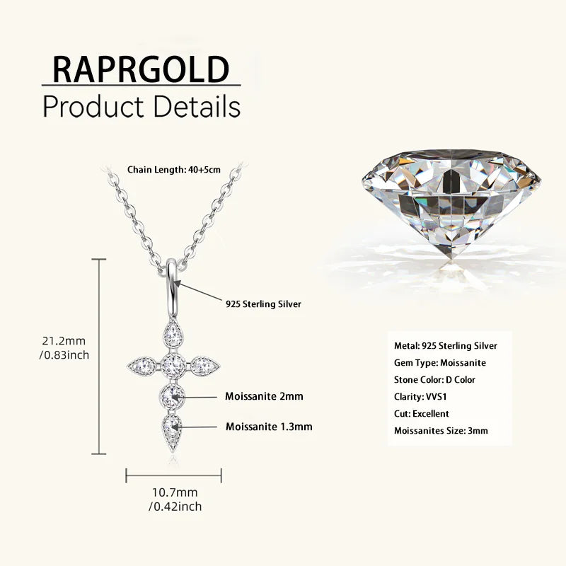 Moissanite Cross Pendant Necklace – Sacred Elegance