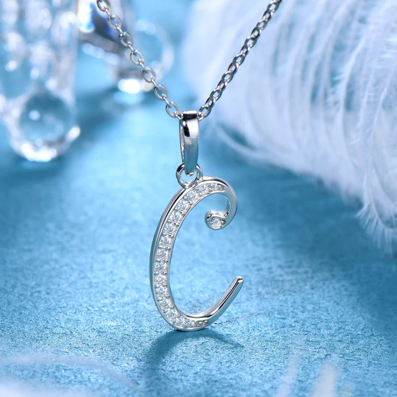 Sparkling Moissanite Initial Pendant Necklace