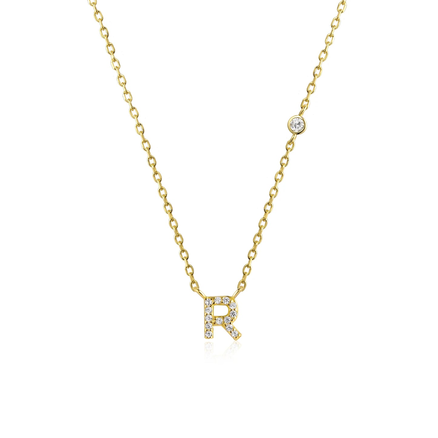 Initial Zircon Pendant Necklace – Personalized Elegance