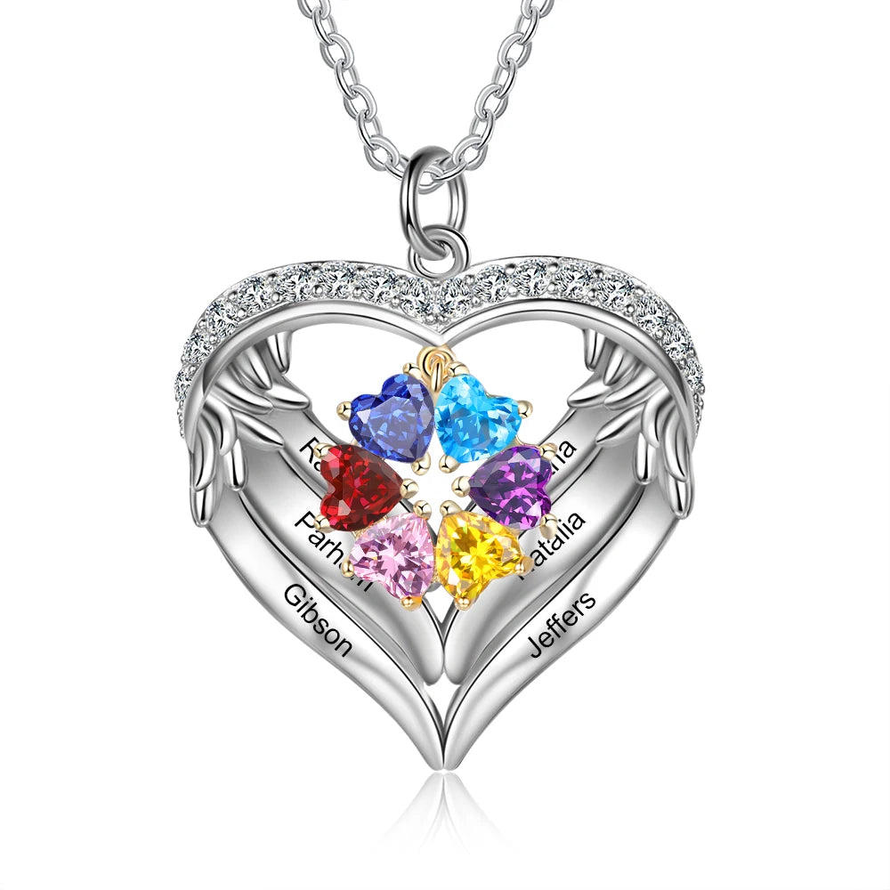 Wings of Love Personalized Birthstone Necklace