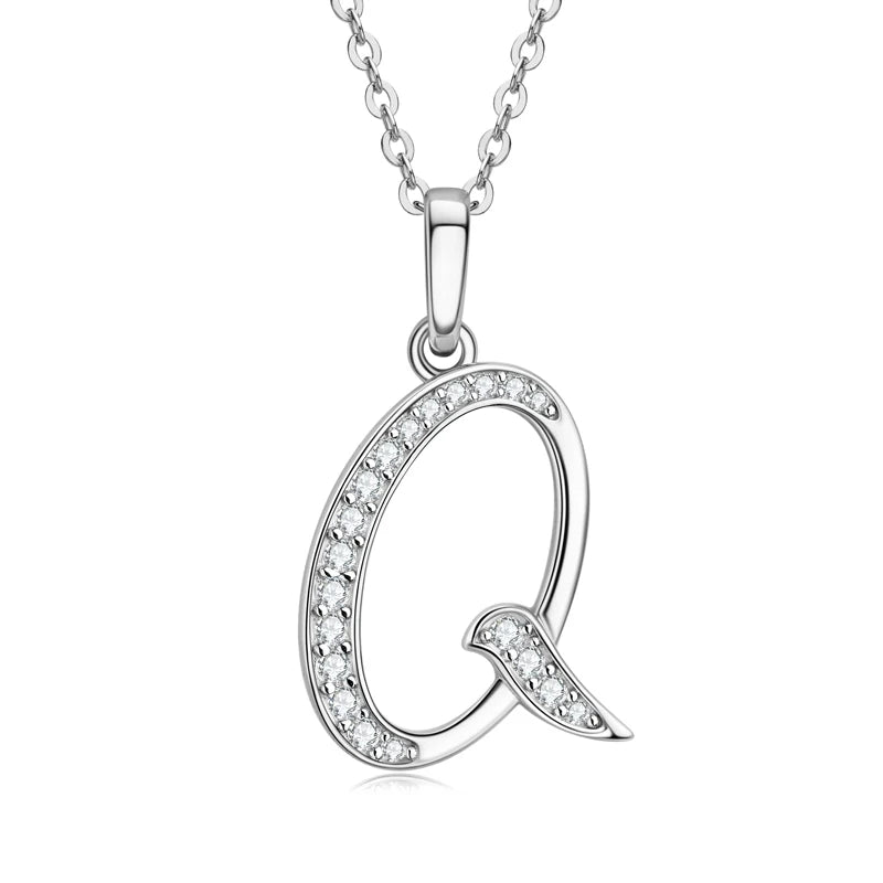 Sparkling Moissanite Initial Pendant Necklace