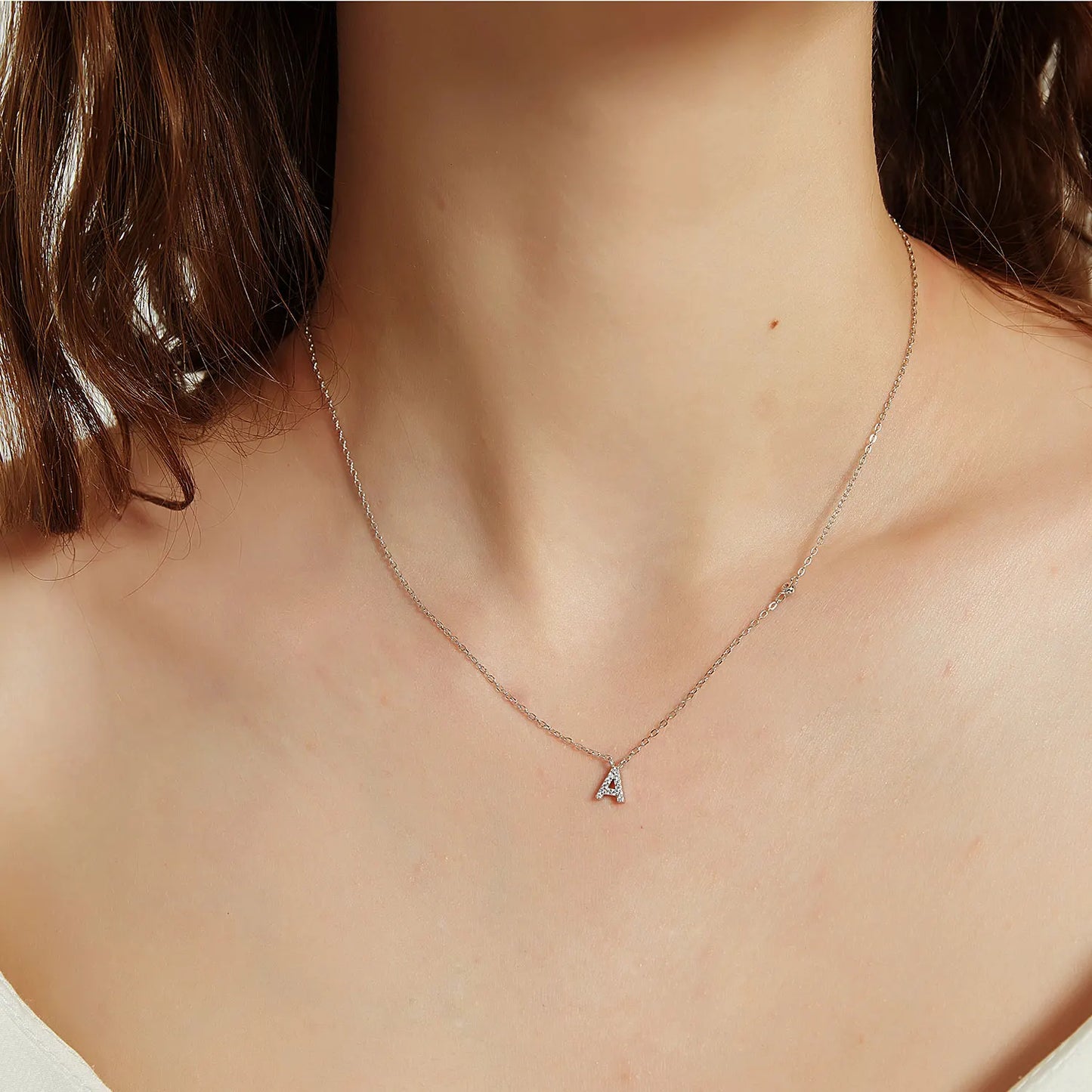 Initial Zircon Pendant Necklace – Personalized Elegance
