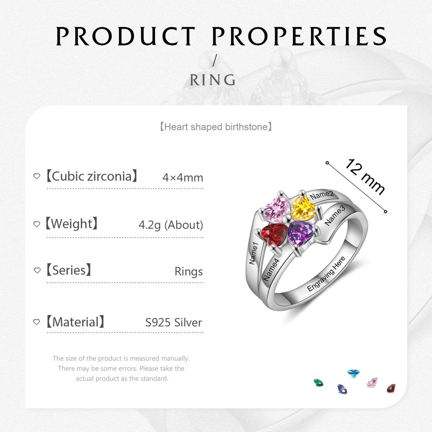 Timeless Hearts Personalized Birthstone Ring