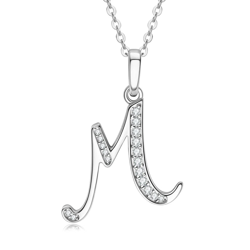 Sparkling Moissanite Initial Pendant Necklace