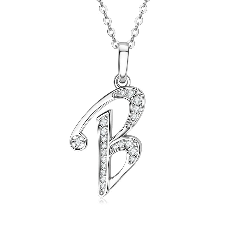 Sparkling Moissanite Initial Pendant Necklace
