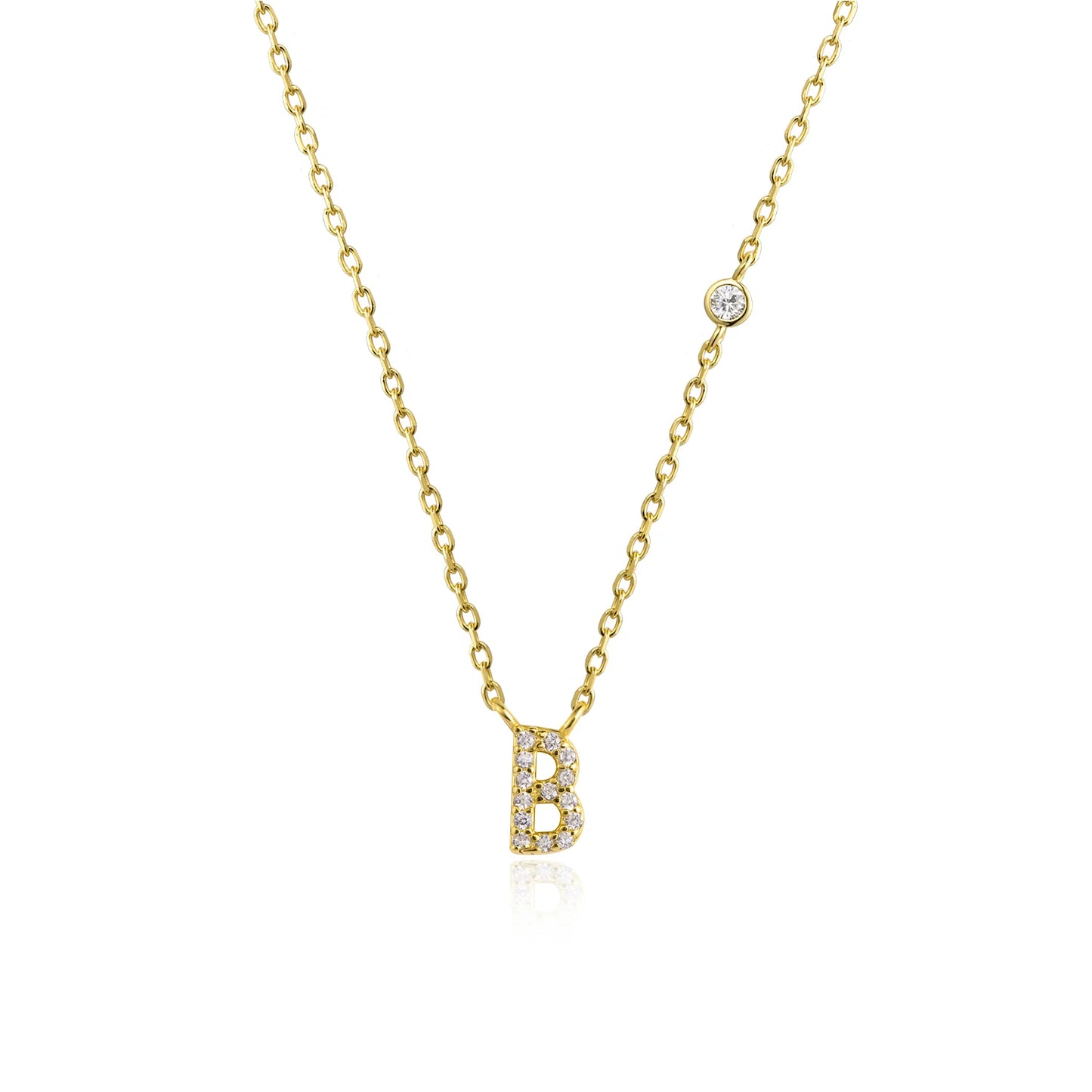 Initial Zircon Pendant Necklace – Personalized Elegance