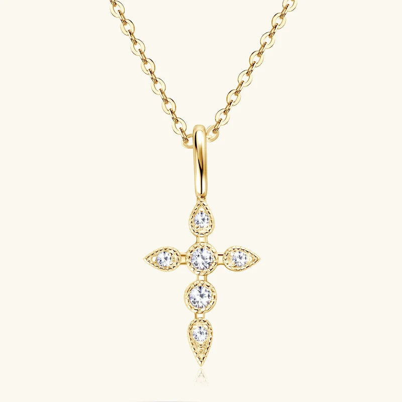 Moissanite Cross Pendant Necklace – Sacred Elegance