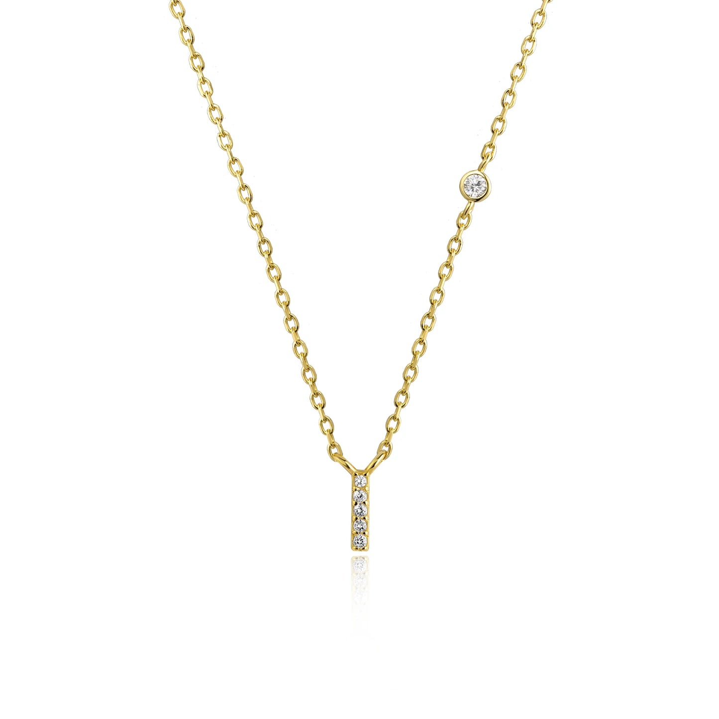Initial Zircon Pendant Necklace – Personalized Elegance