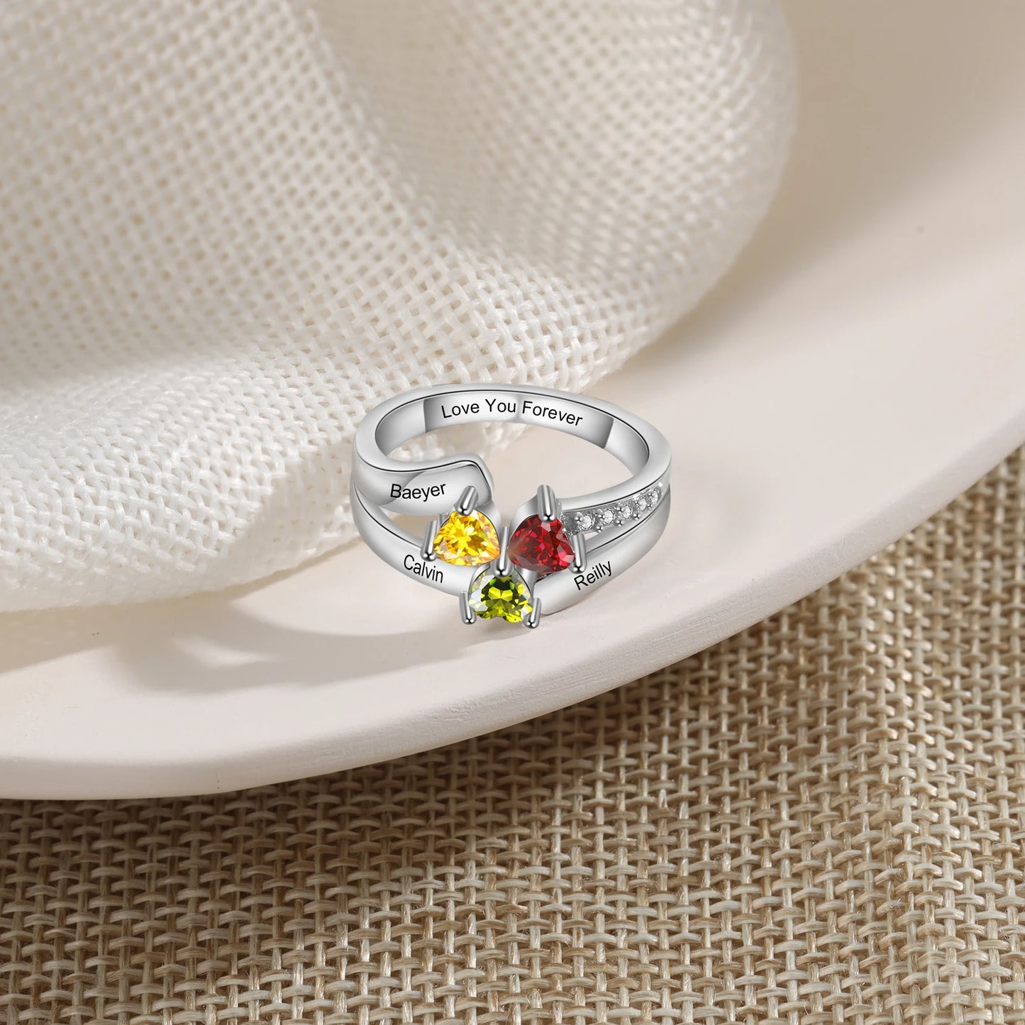 Timeless Hearts Personalized Birthstone Ring