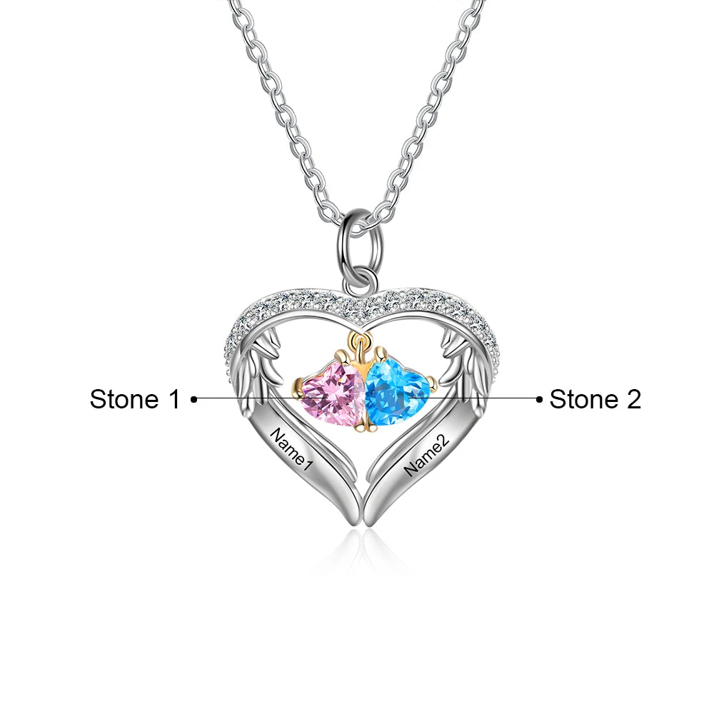 Wings of Love Personalized Birthstone Necklace