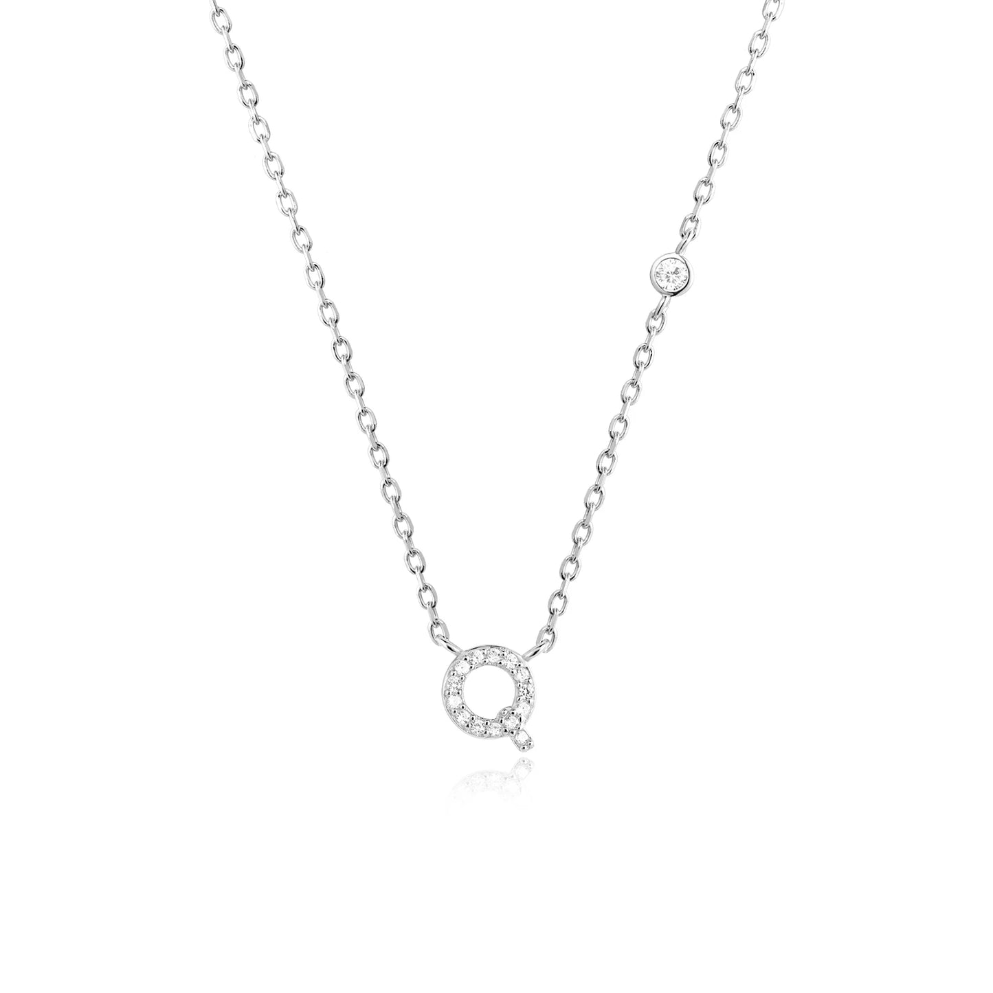Initial Zircon Pendant Necklace – Personalized Elegance
