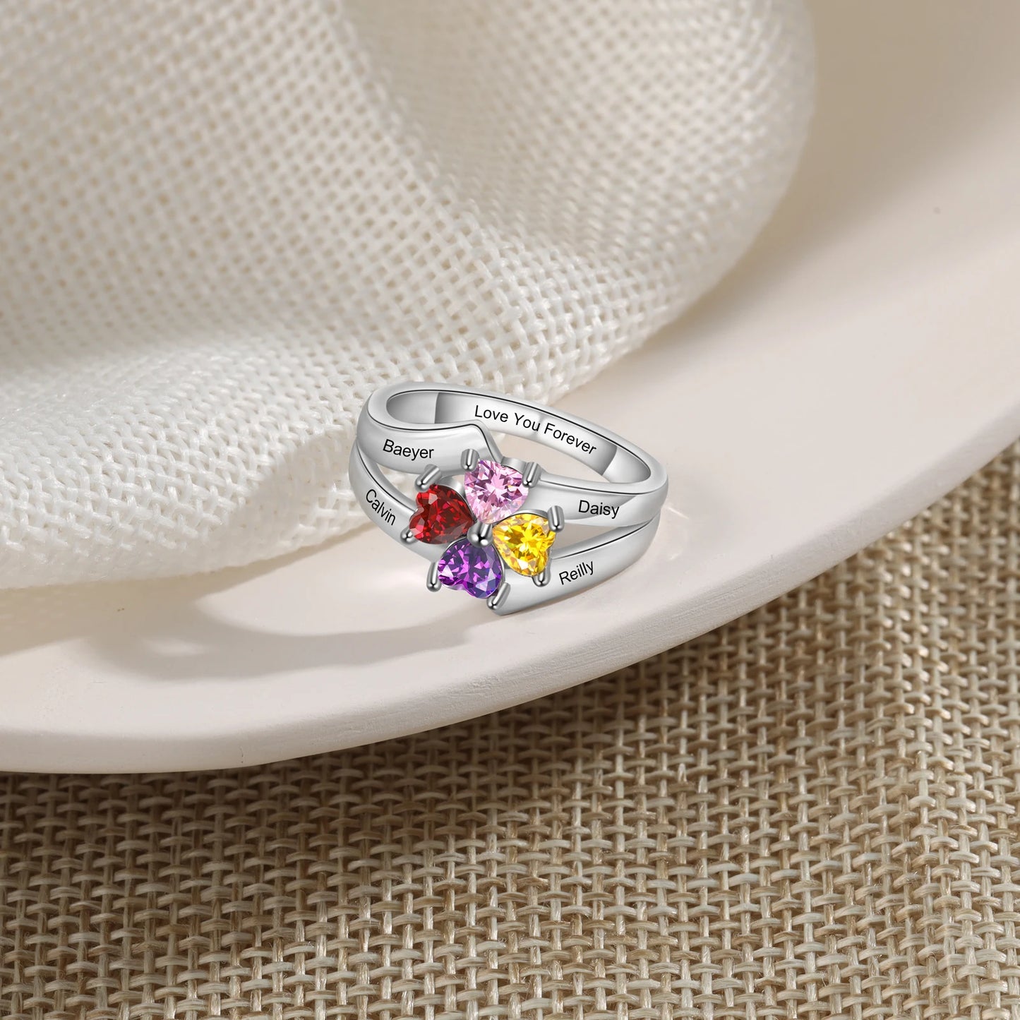 Timeless Hearts Personalized Birthstone Ring