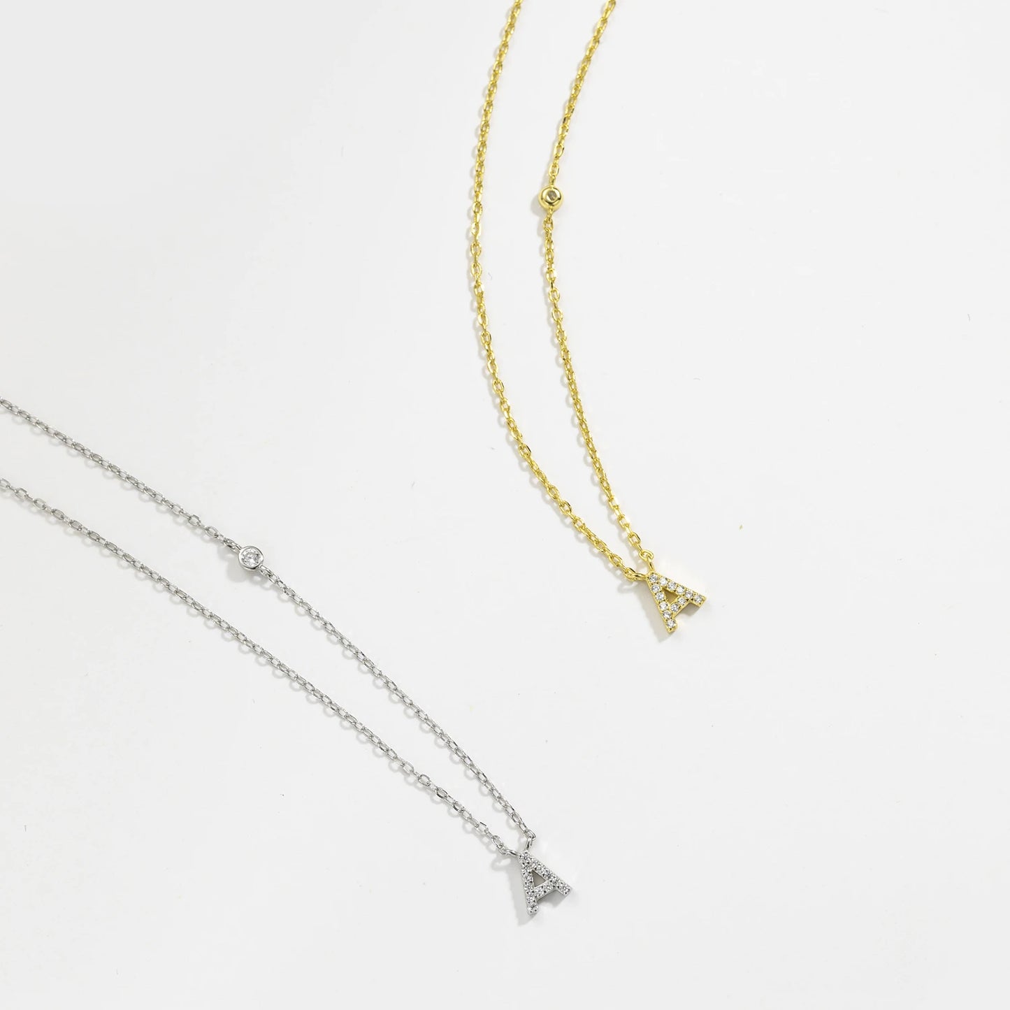 Initial Zircon Pendant Necklace – Personalized Elegance