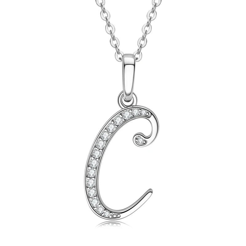 Sparkling Moissanite Initial Pendant Necklace