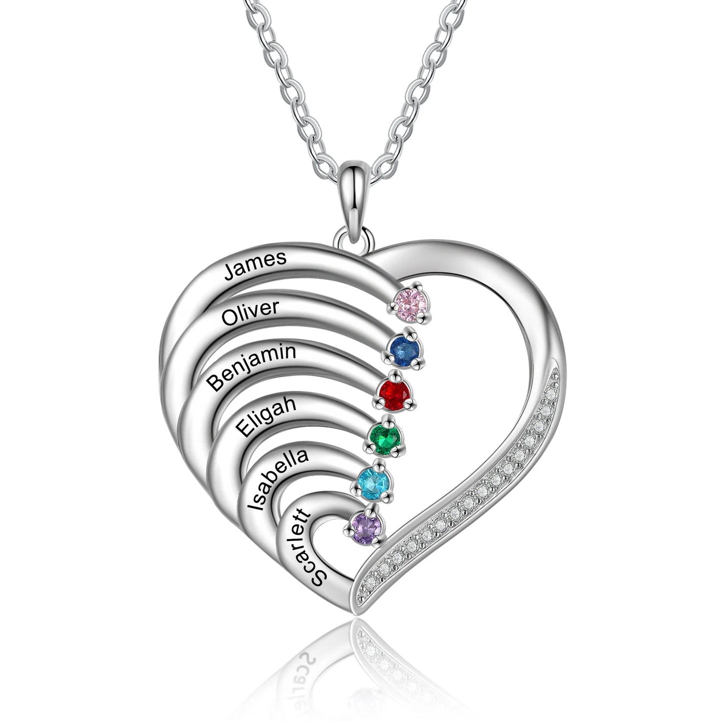 Mother’s Heart Personalized Birthstone Necklace – Cherished Memories