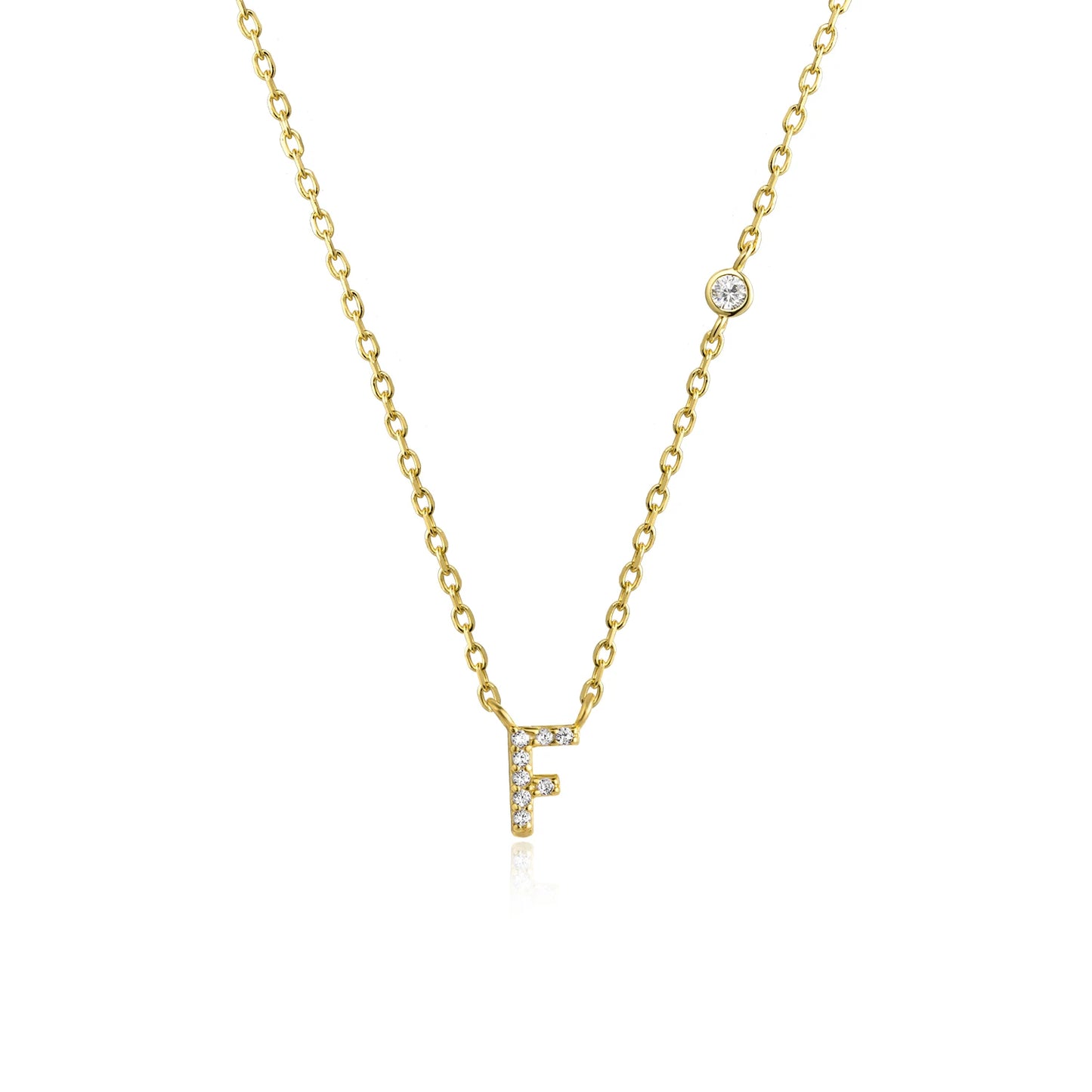 Initial Zircon Pendant Necklace – Personalized Elegance