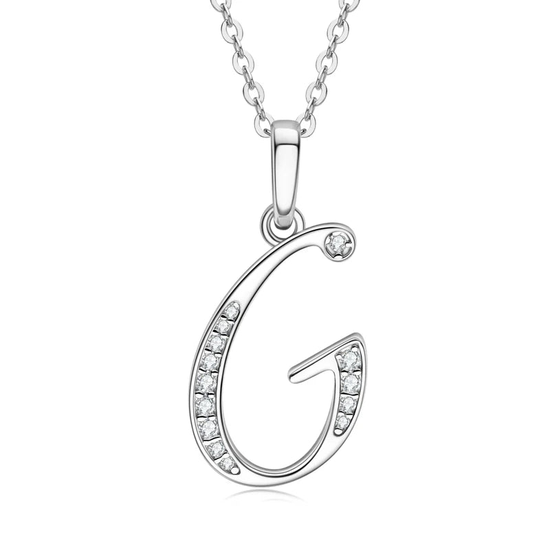 Sparkling Moissanite Initial Pendant Necklace