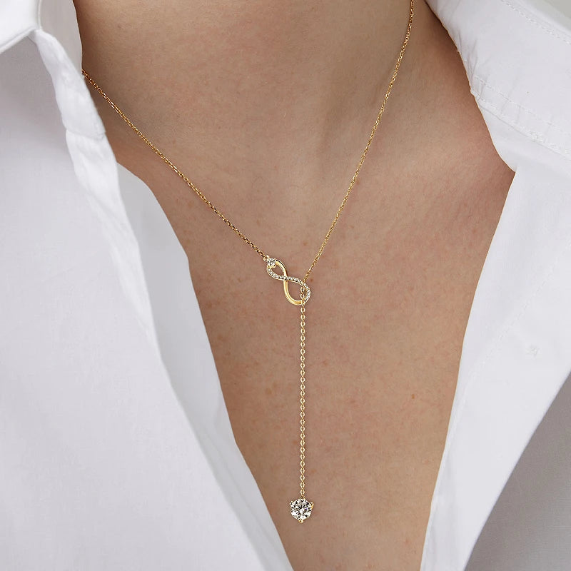 Stunning Infinity Pendant Necklace with Moissanite