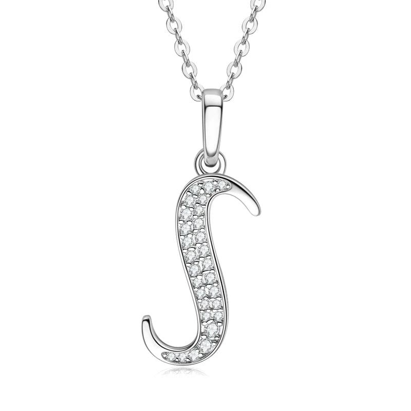 Sparkling Moissanite Initial Pendant Necklace