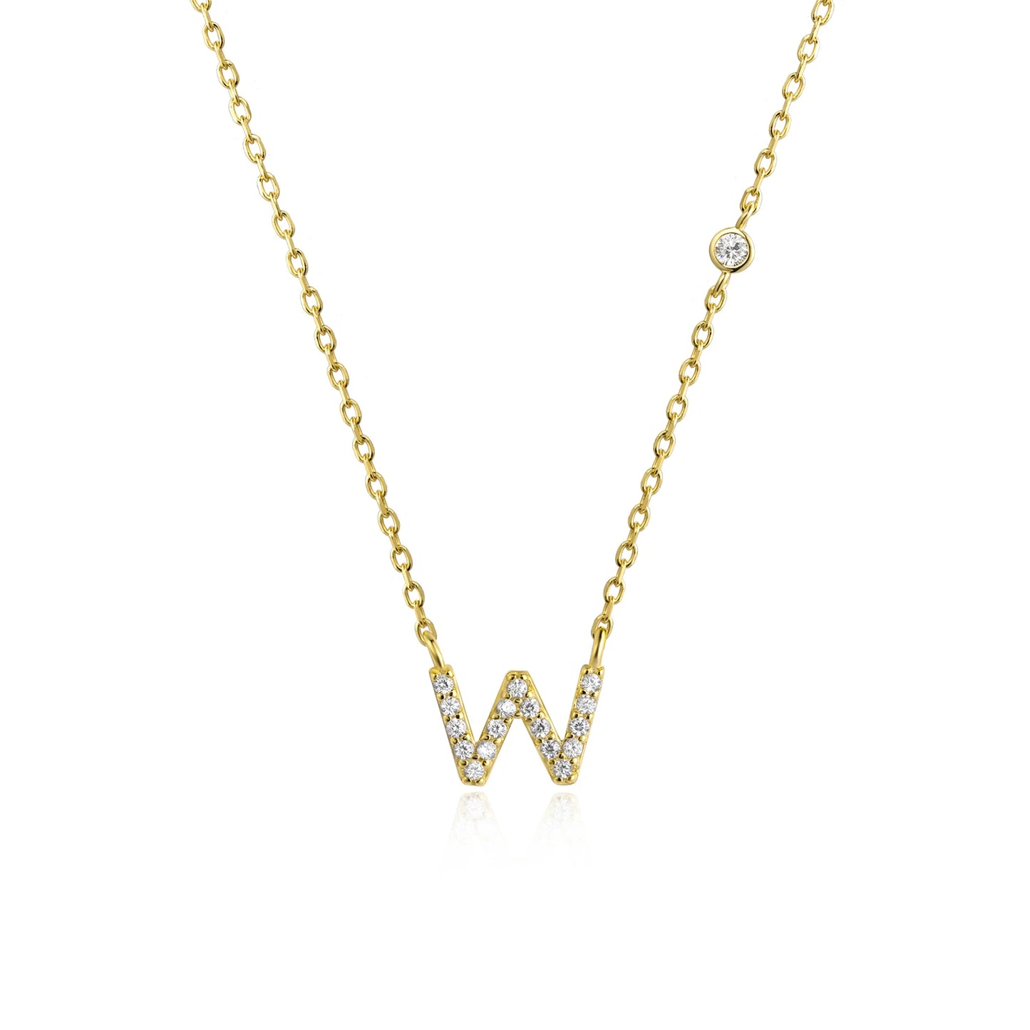 Initial Zircon Pendant Necklace – Personalized Elegance